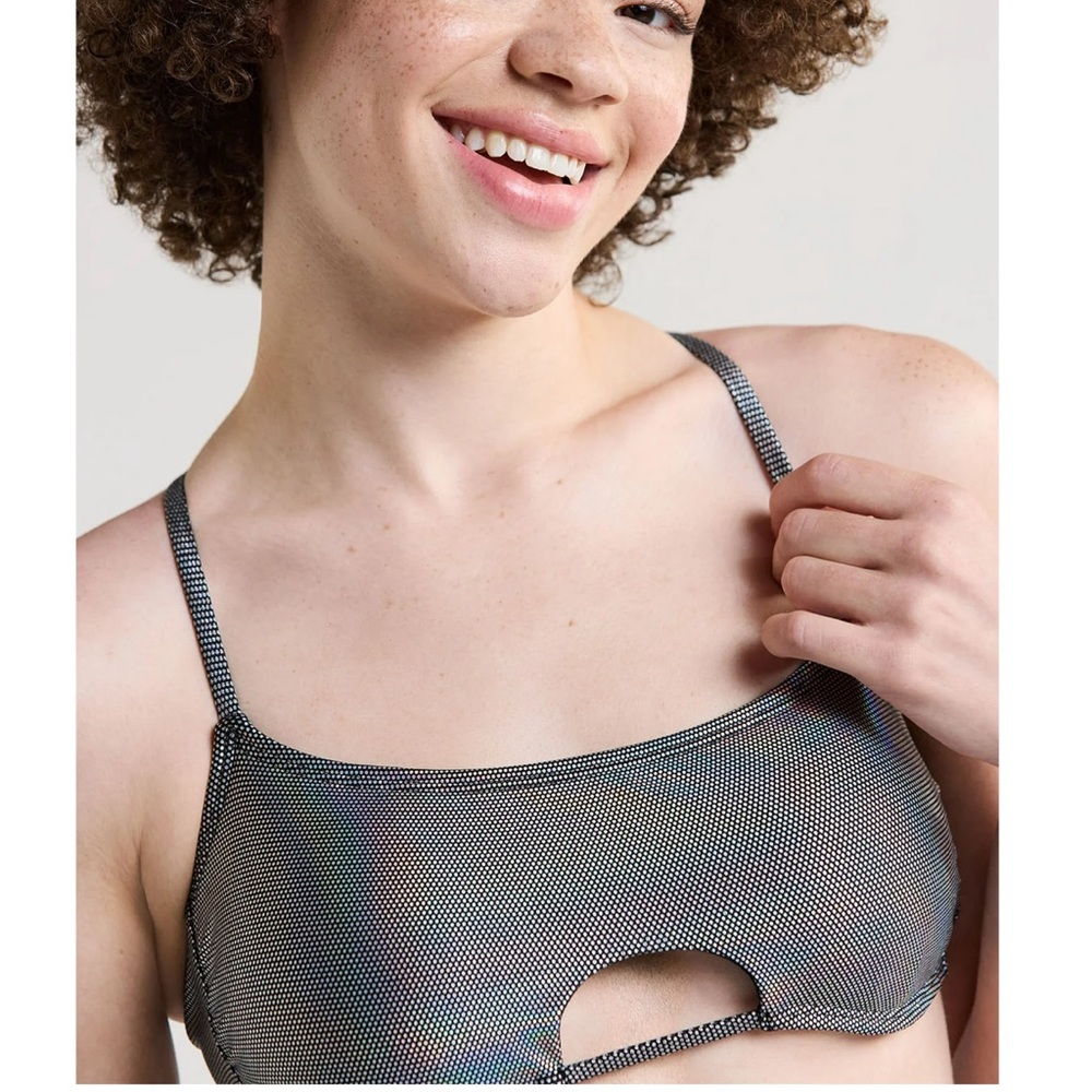 NWT No Boundaries Juniors' Holographic Dot Bralette Bikini Swim Top Size S (3-5)